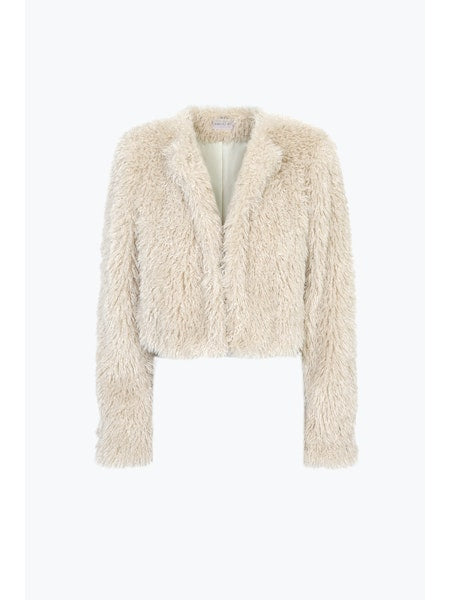 Cream faux fur cropped clearance jacket