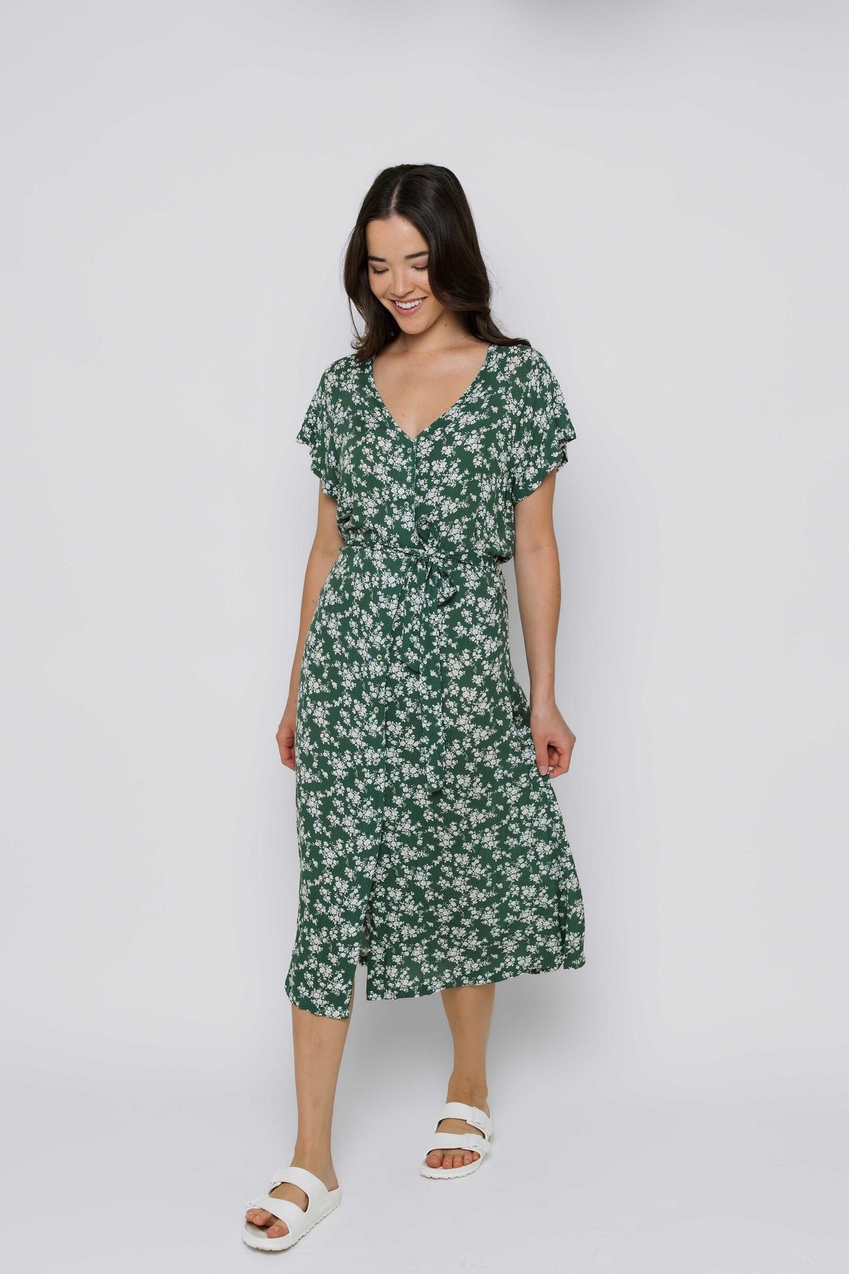 Melanie Button up Midi Dress - The Loop