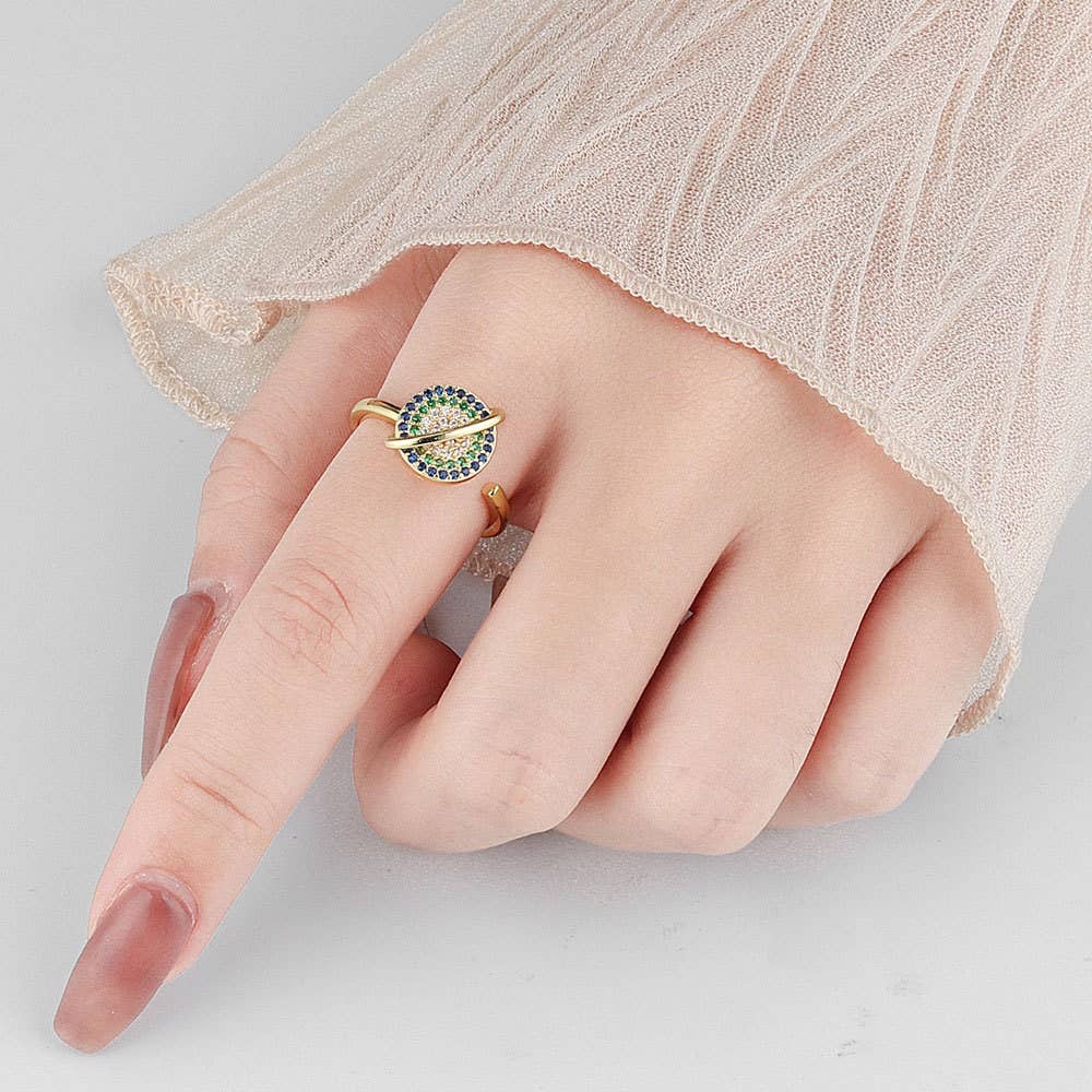 Saturn Star Fidget Spinner Ring Silver